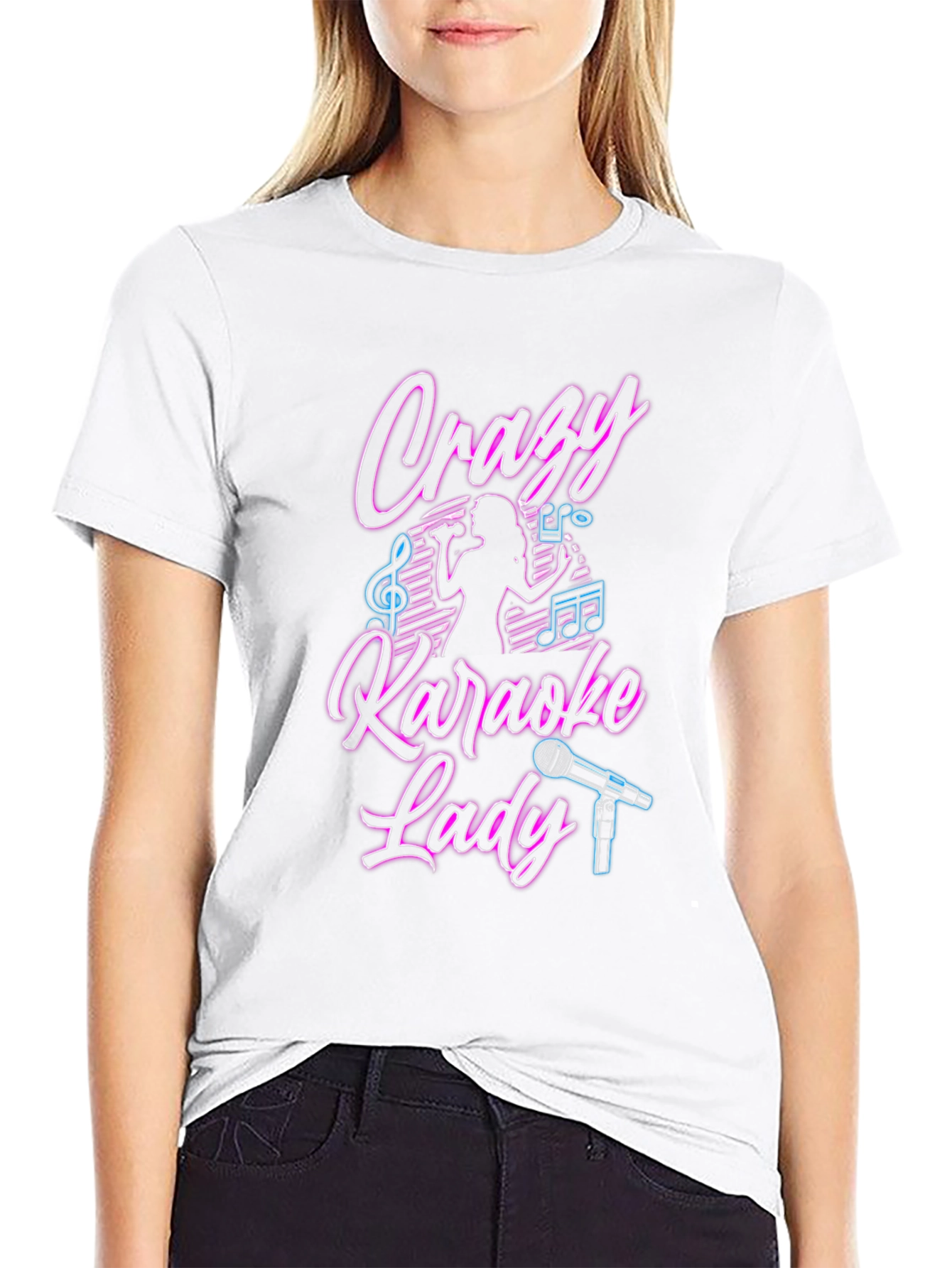 Camiseta Negra Crazy Karaoke Lady