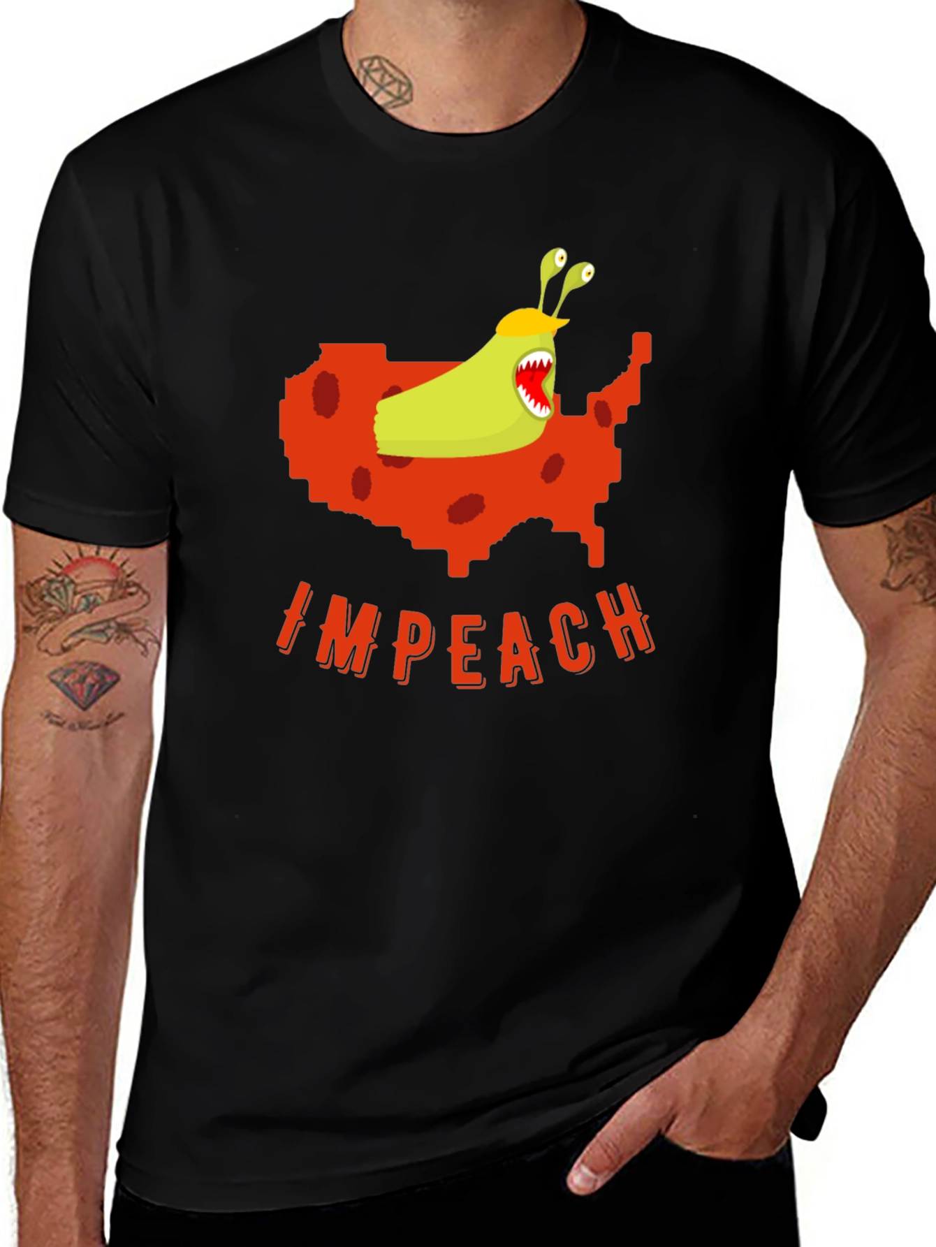 Camiseta Negra con Diseño Gráfico Político