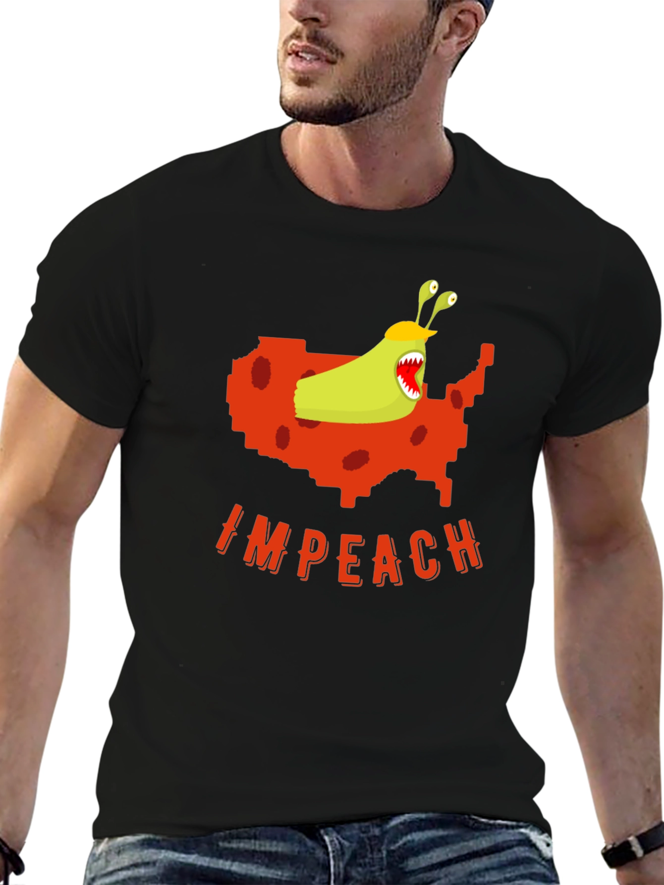 Camiseta Negra con Diseño Gráfico Político