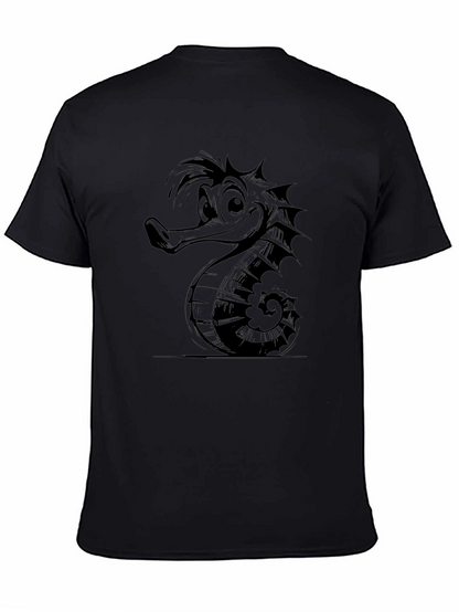 Camiseta Negra Hombre Diseño Hipocampo Divertido