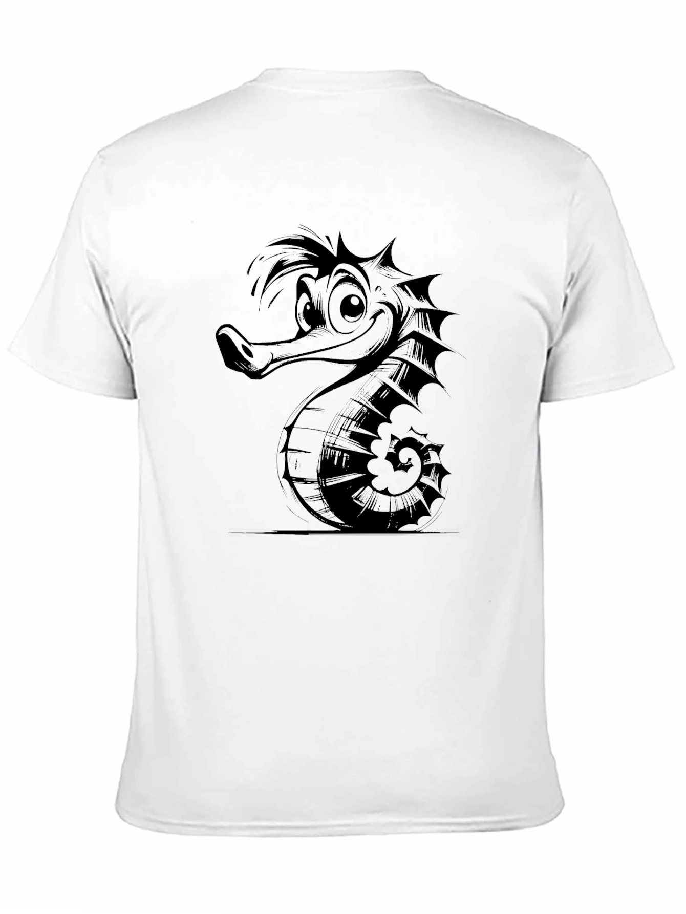 Camiseta Negra Hombre Diseño Hipocampo Divertido
