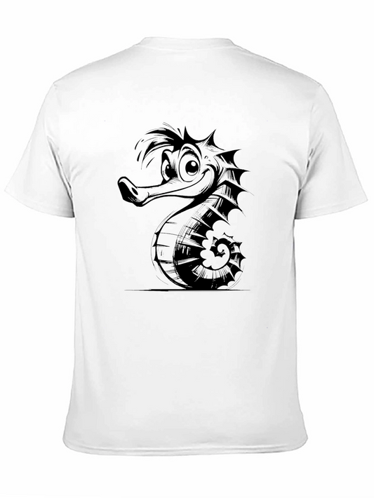 Camiseta Negra Hombre Diseño Hipocampo Divertido