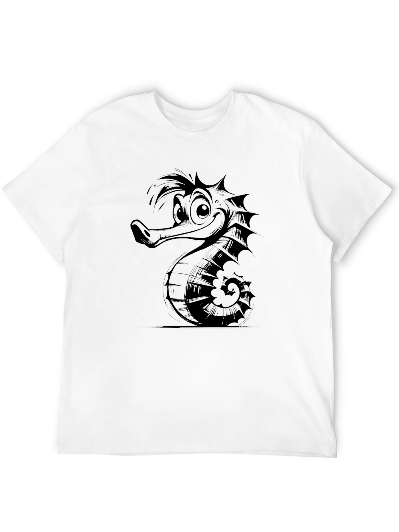 Camiseta Negra Hombre Diseño Hipocampo Divertido