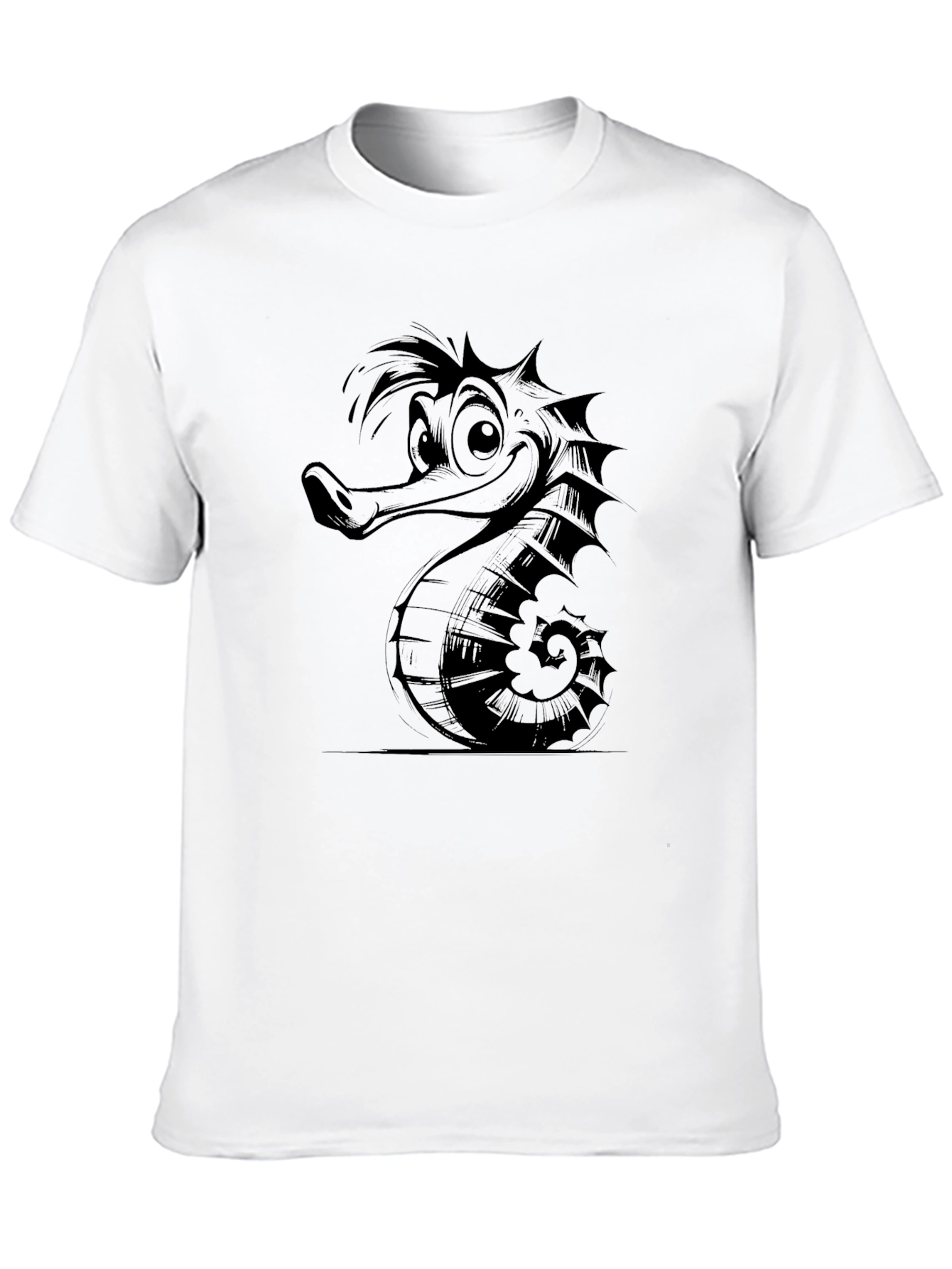 Camiseta Negra Hombre Diseño Hipocampo Divertido