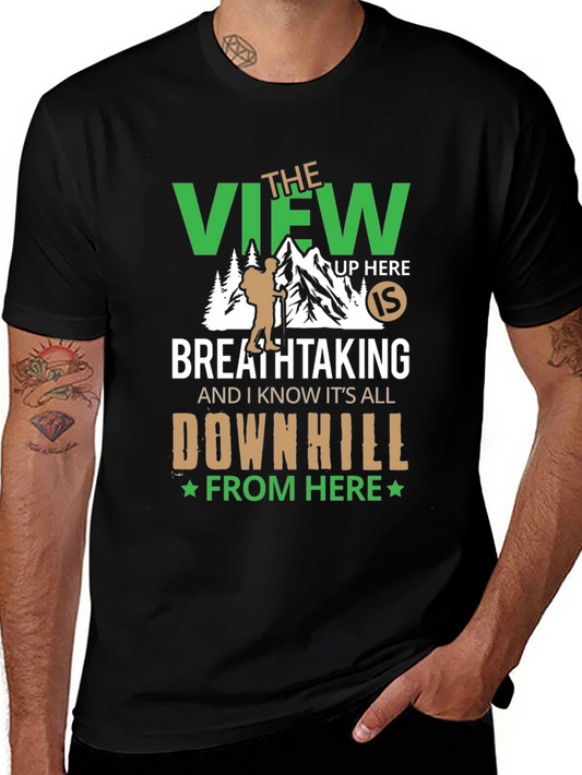 Camiseta Negra: Vista Montaña y Aventura