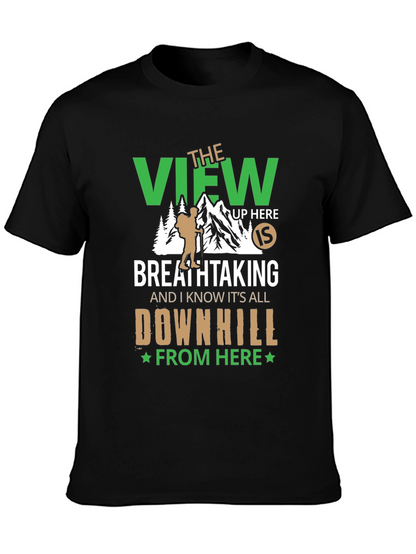 Camiseta Negra: Vista Montaña y Aventura