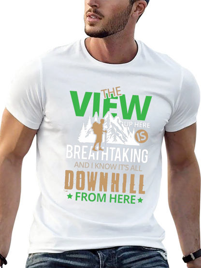 Camiseta Negra: Vista Montaña y Aventura