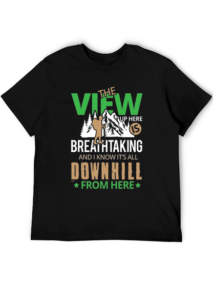 Camiseta Negra: Vista Montaña y Aventura