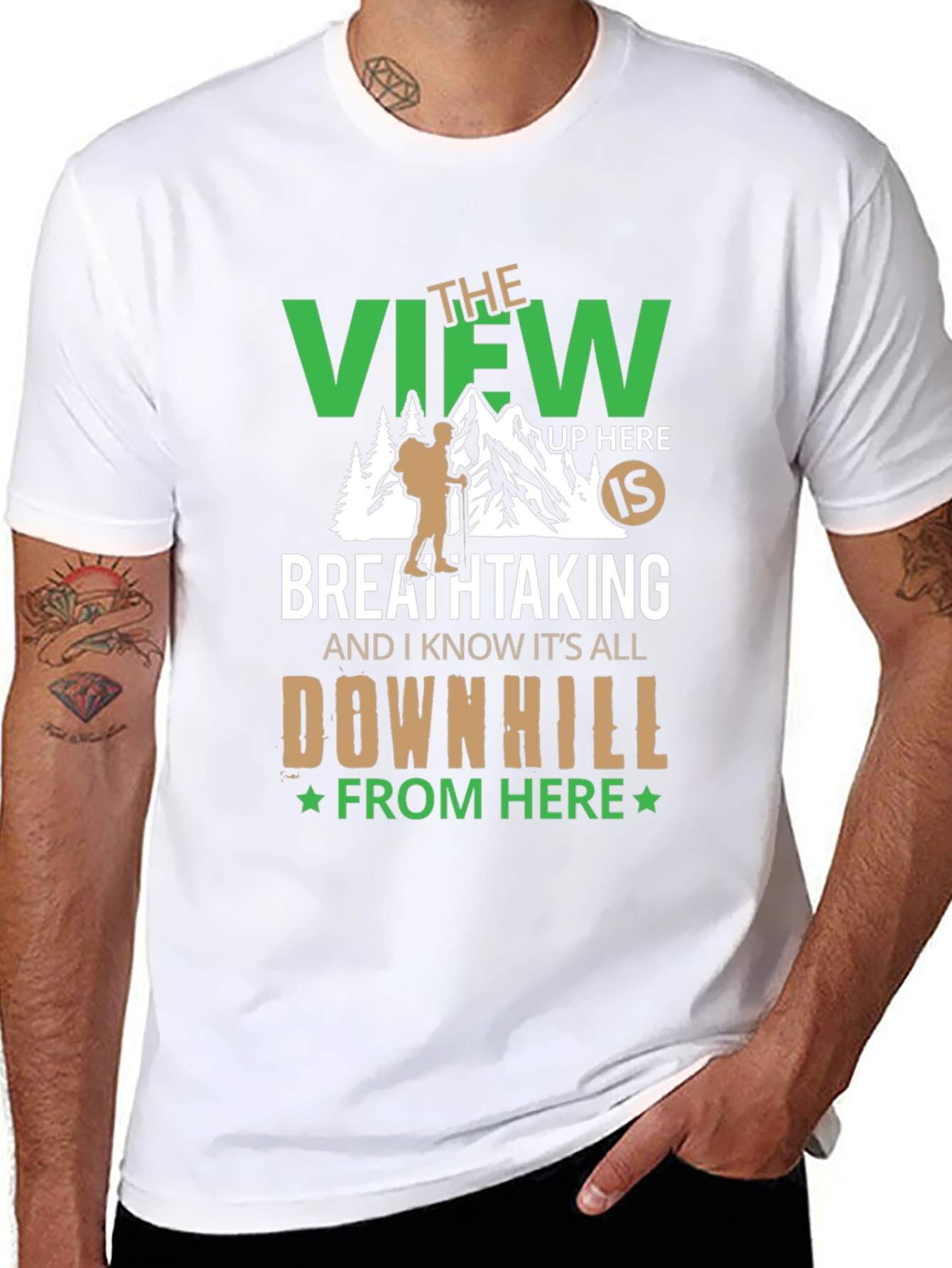 Camiseta Negra: Vista Montaña y Aventura