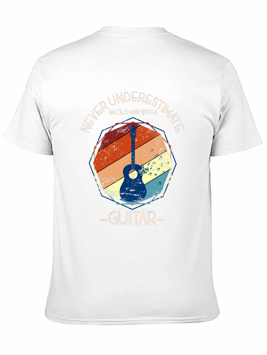 Camiseta Negra con Diseño de Guitarra Vintage para Hombre