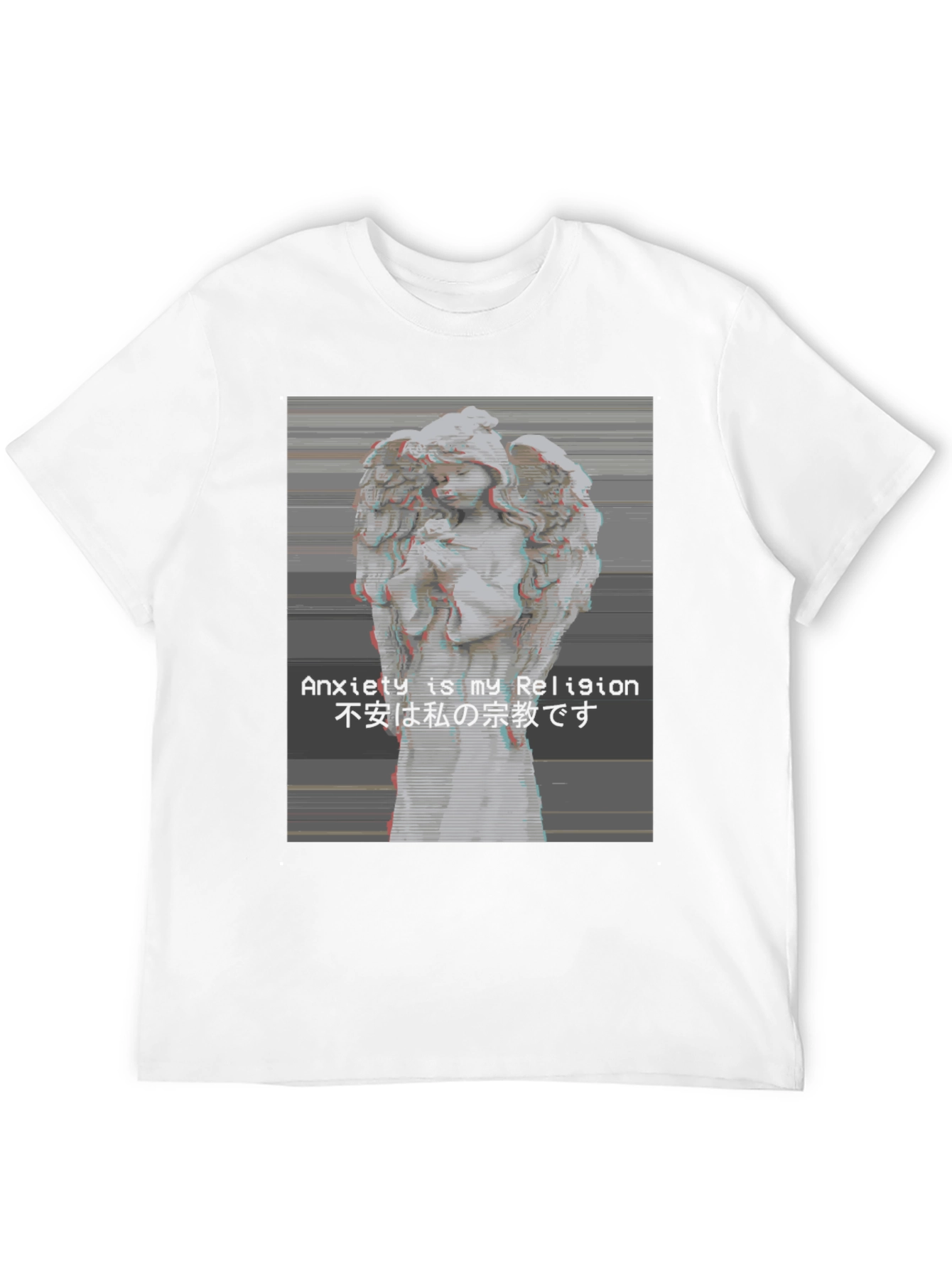 Camiseta Negra Ángel Vaporwave Anxiety is My Religion