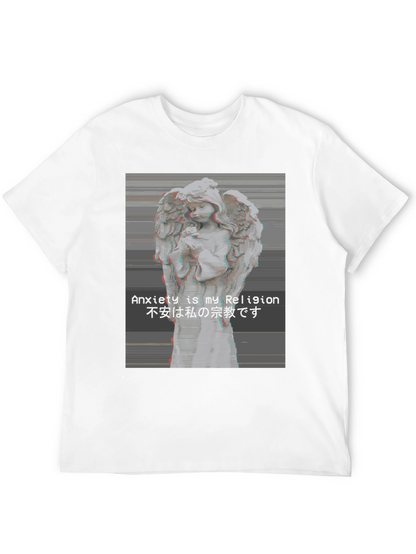 Camiseta Negra Ángel Vaporwave Anxiety is My Religion
