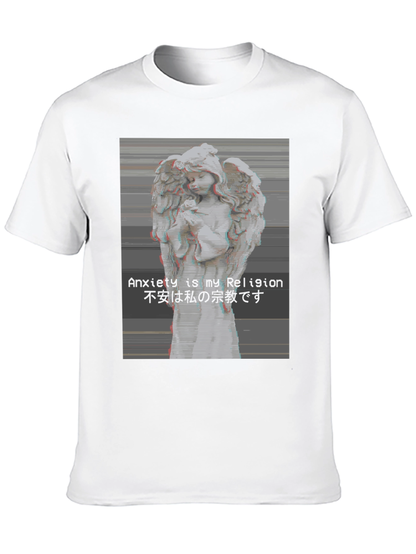 Camiseta Negra Ángel Vaporwave Anxiety is My Religion