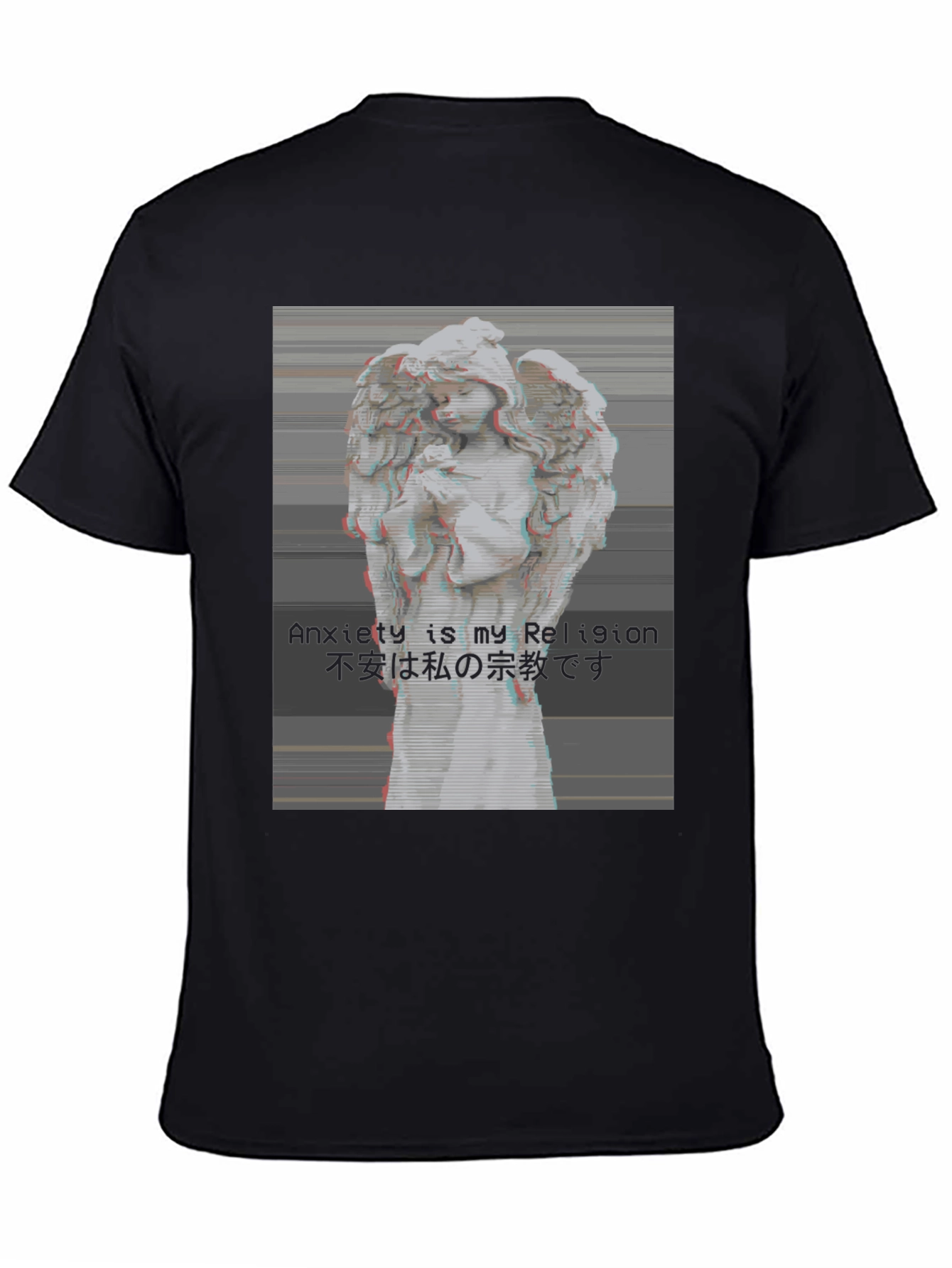 Camiseta Negra Ángel Vaporwave Anxiety is My Religion