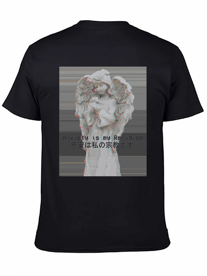 Camiseta Negra Ángel Vaporwave Anxiety is My Religion
