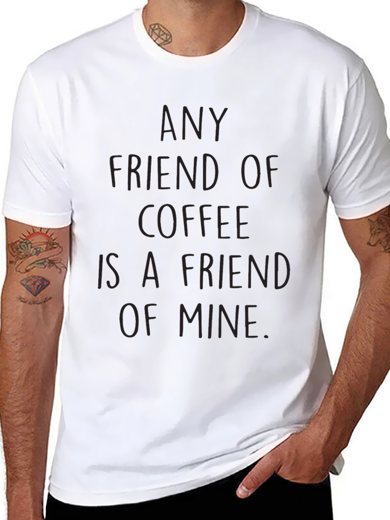 Camiseta Negra Amigo del Café para Hombre