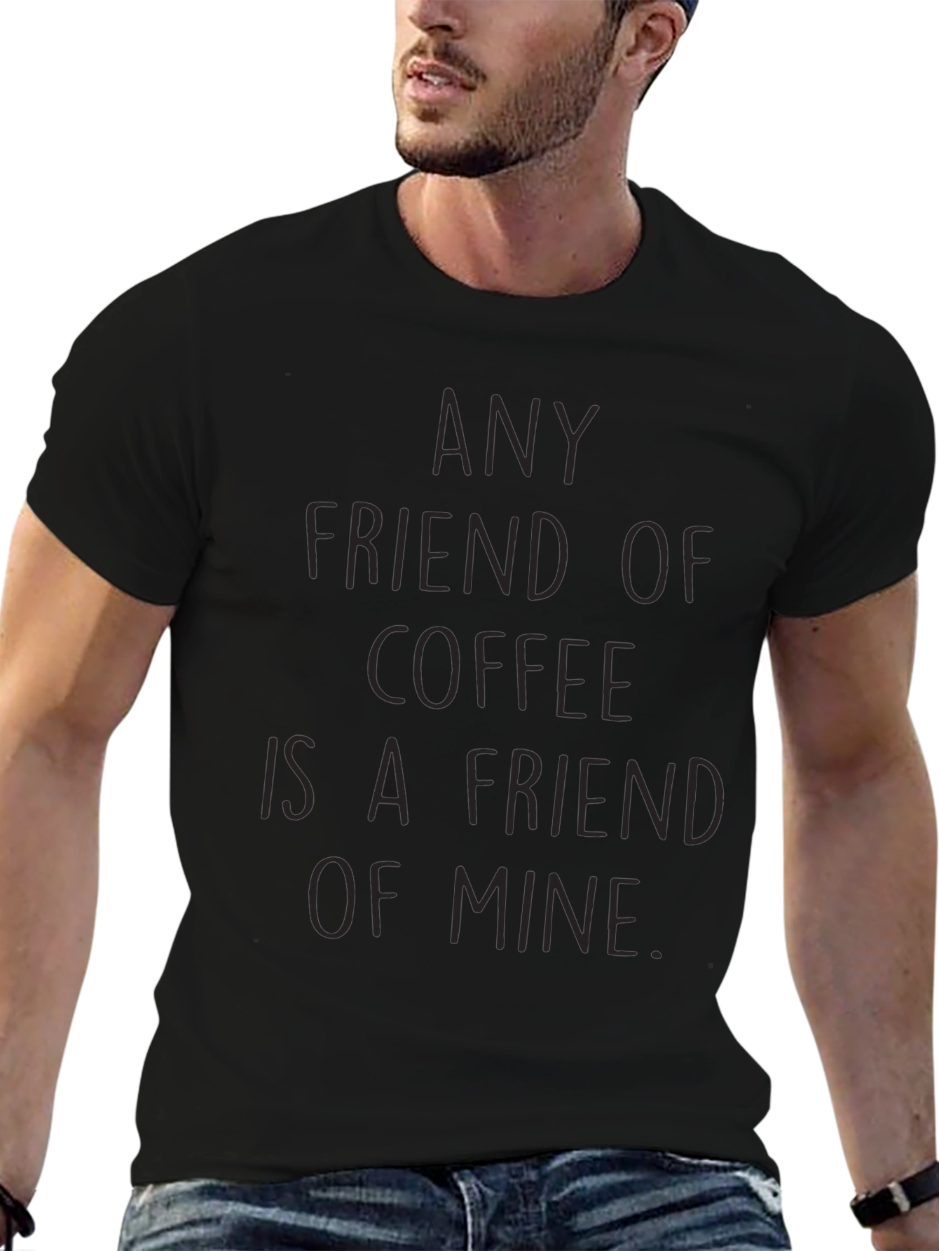 Camiseta Negra Amigo del Café para Hombre