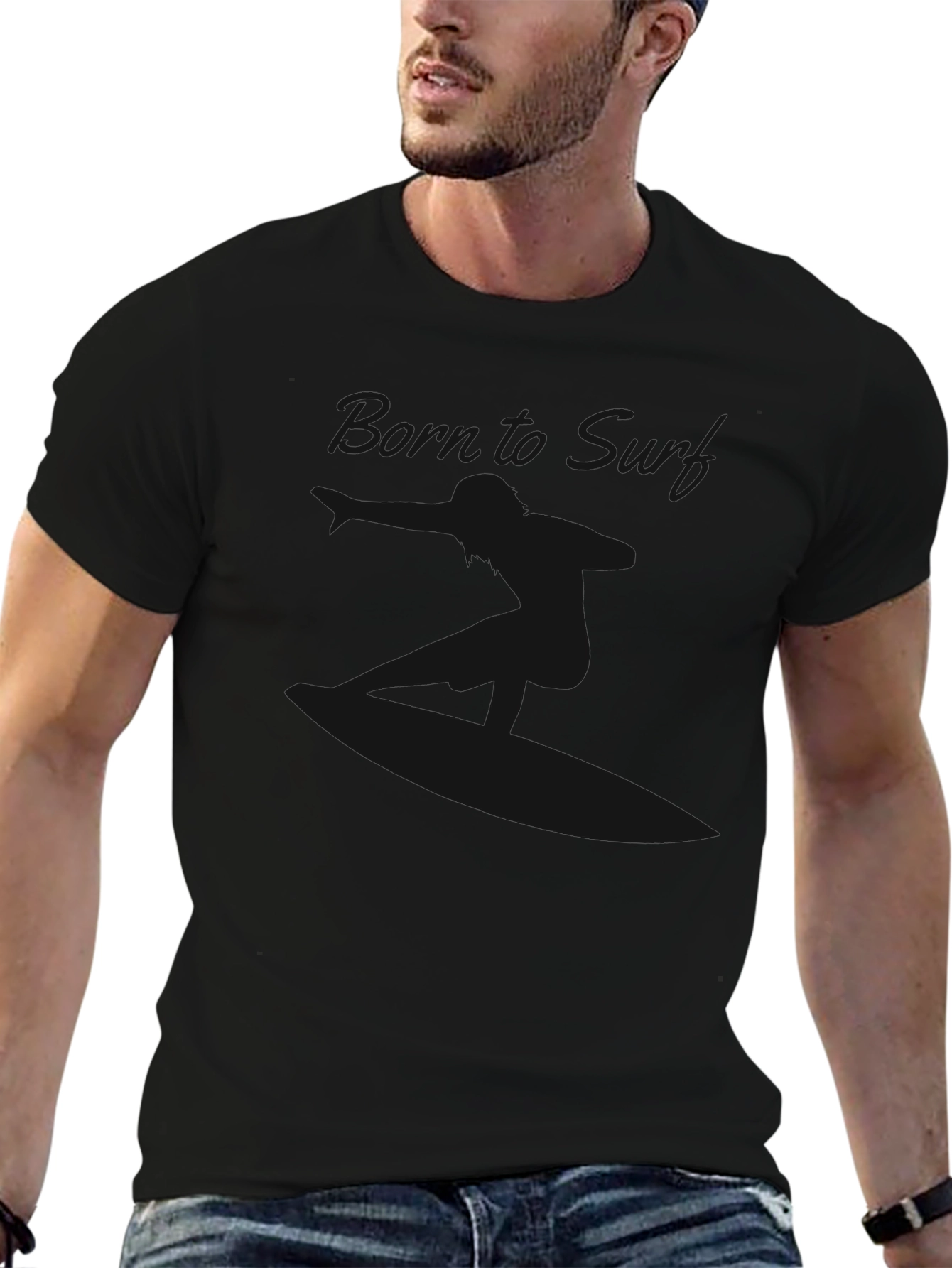 Camiseta Negra Casual de Algodón Suave para Hombre