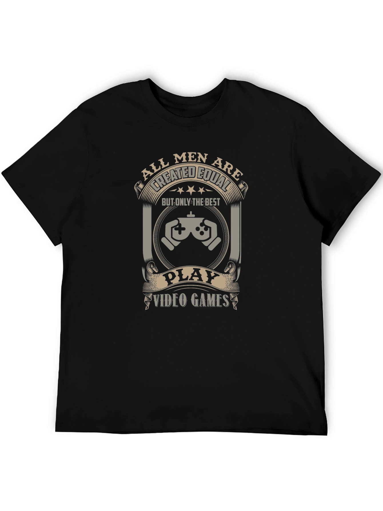 Camiseta Negra de Videojuegos All Men Are Created Equal