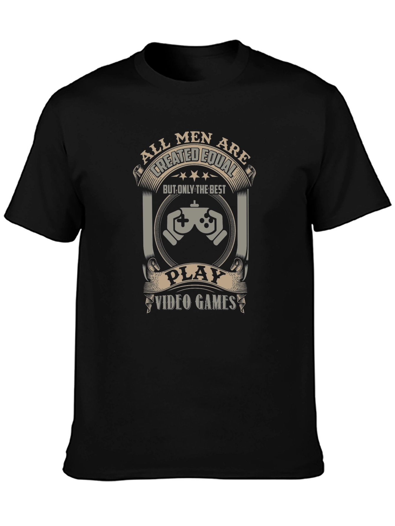 Camiseta Negra de Videojuegos All Men Are Created Equal