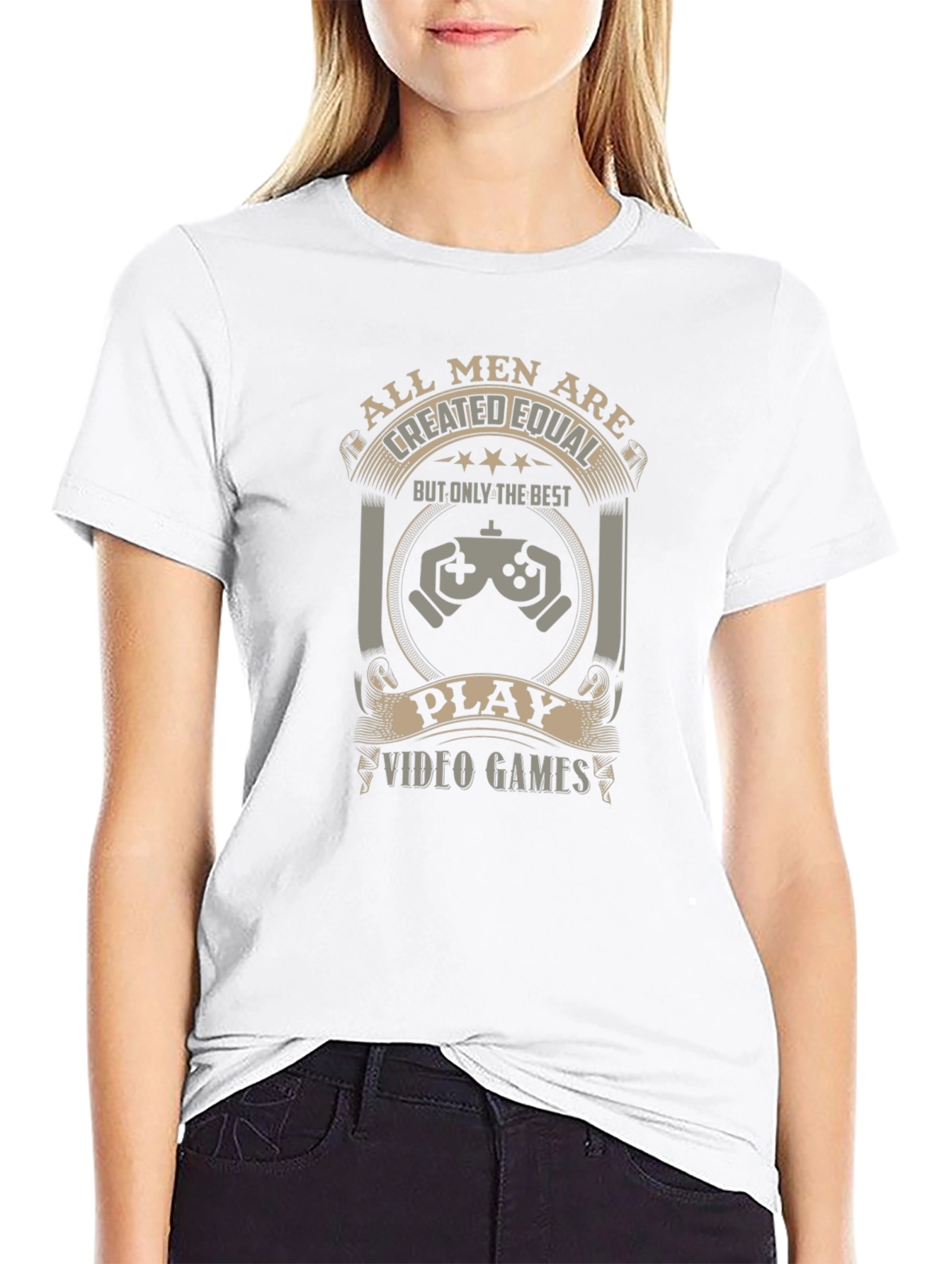 Camiseta Negra de Videojuegos All Men Are Created Equal
