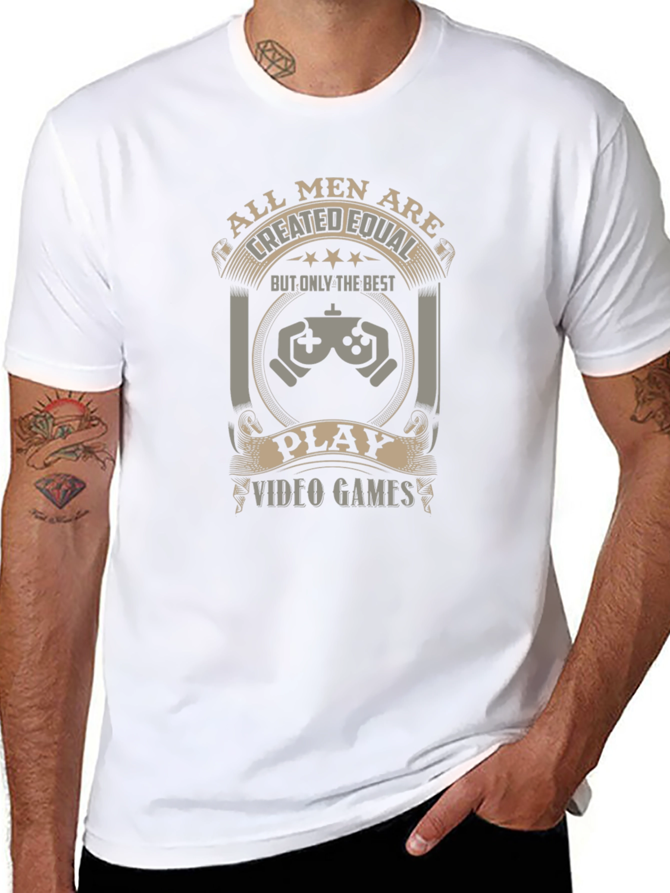 Camiseta Negra de Videojuegos All Men Are Created Equal