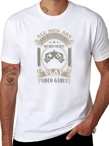 Camiseta Negra de Videojuegos All Men Are Created Equal