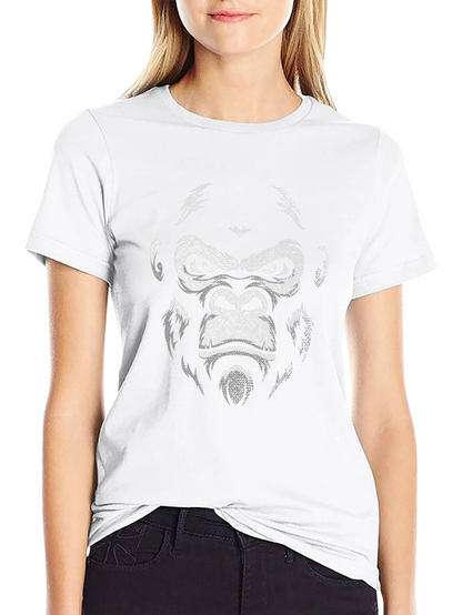 Camiseta Negra con Estampado de Gorila Intenso