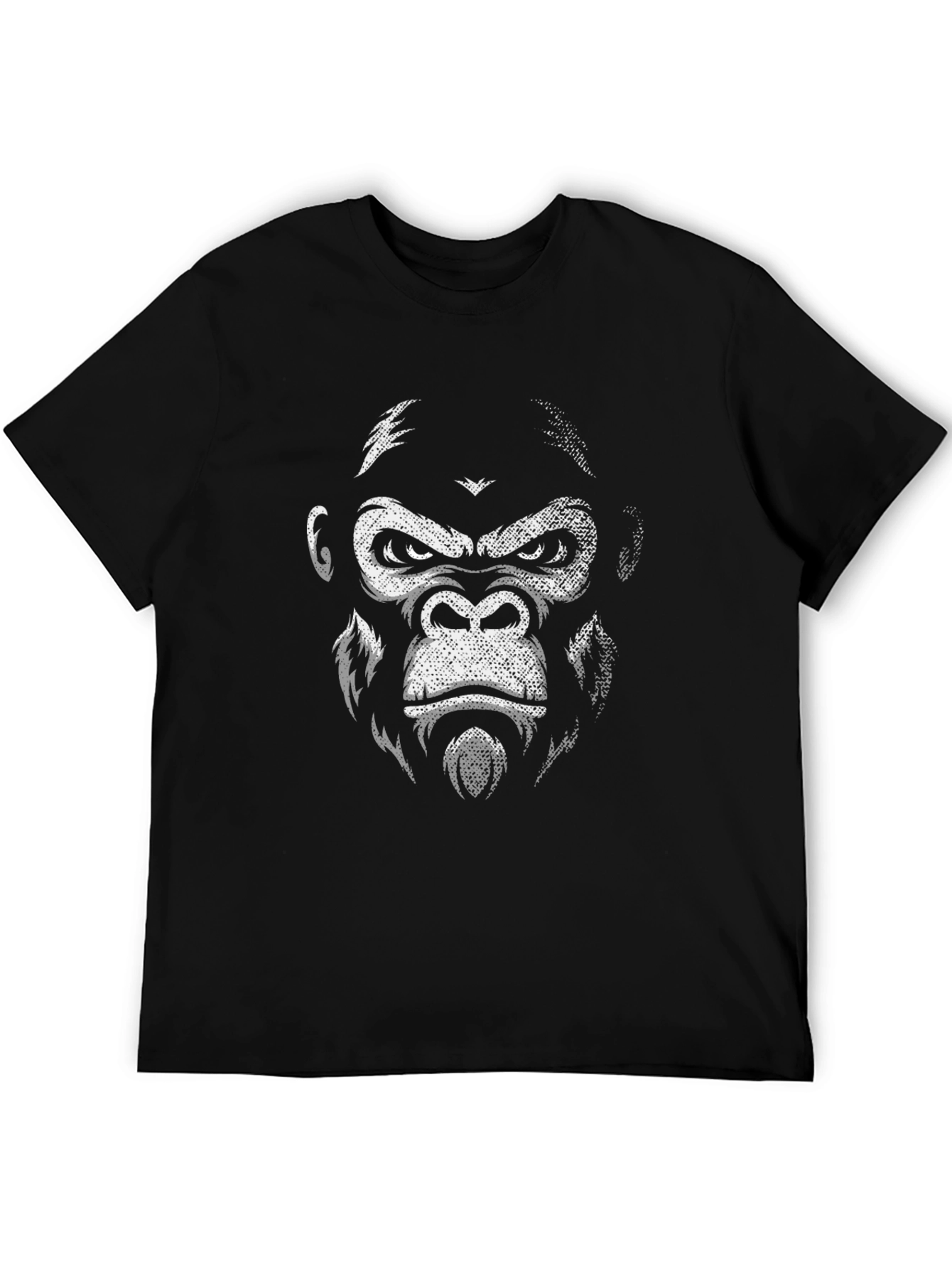 Camiseta Negra con Estampado de Gorila Intenso