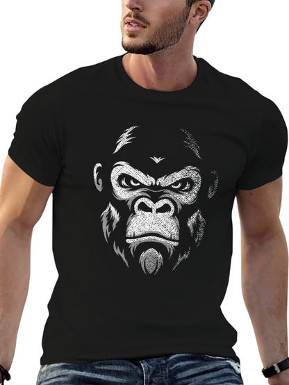 Camiseta Negra con Estampado de Gorila Intenso