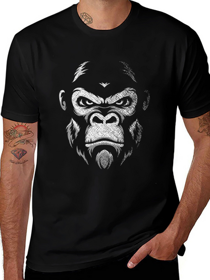 Camiseta Negra con Estampado de Gorila Intenso