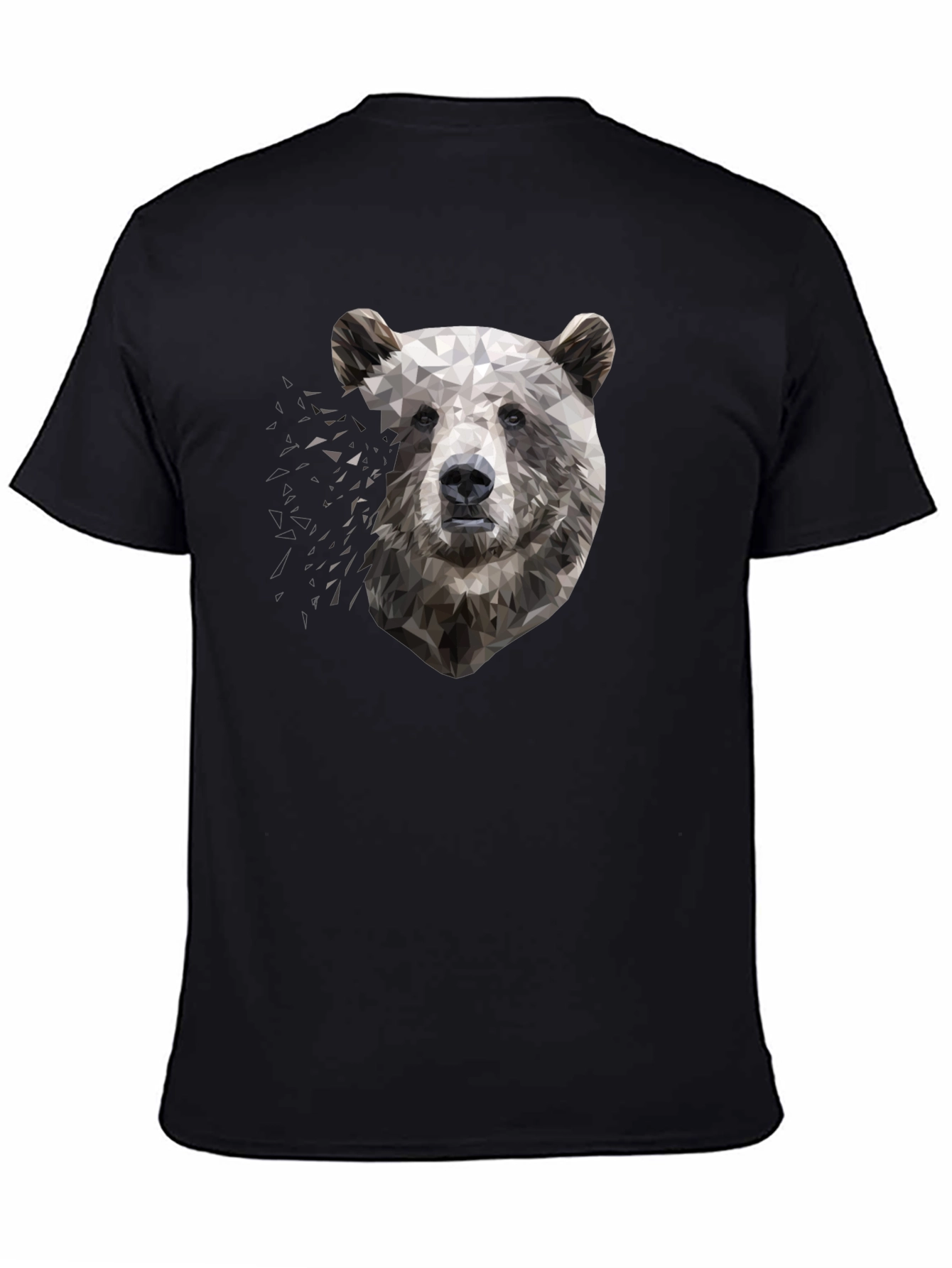Camiseta Negra con Diseño Oso Geométrico