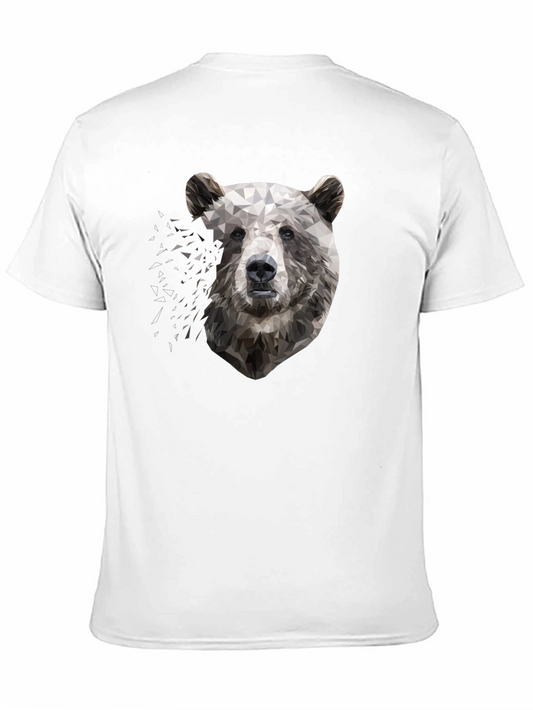 Camiseta Negra con Diseño Oso Geométrico