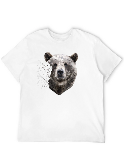 Camiseta Negra con Diseño Oso Geométrico