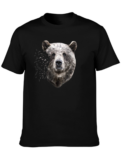 Camiseta Negra con Diseño Oso Geométrico