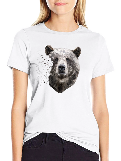 Camiseta Negra con Diseño Oso Geométrico