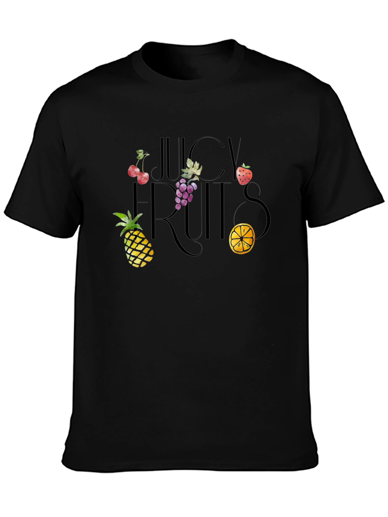 Camiseta Negra Frutas Jugosas Unisex