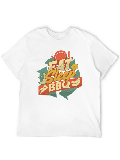 Camiseta Negra Estampada: Come Duerme BBQ