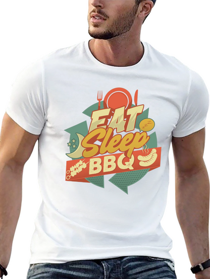 Camiseta Negra Estampada: Come Duerme BBQ