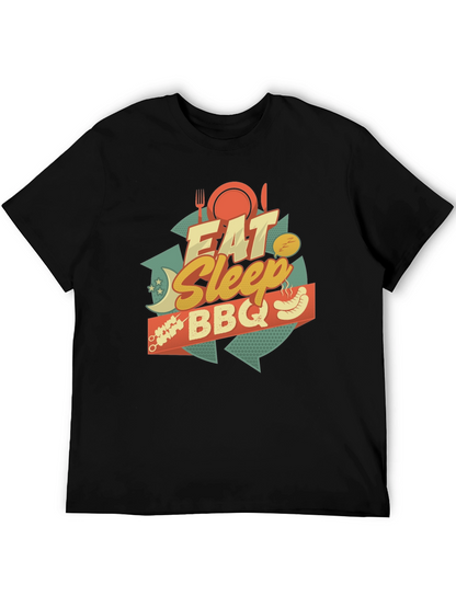 Camiseta Negra Estampada: Come Duerme BBQ