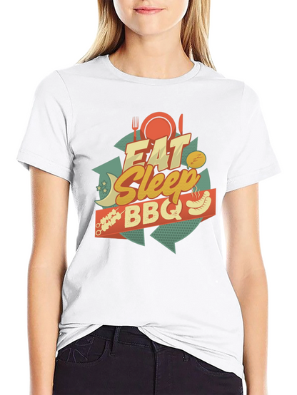 Camiseta Negra Estampada: Come Duerme BBQ