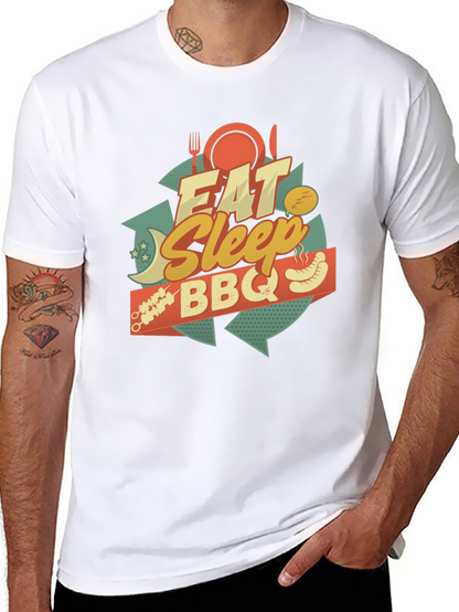 Camiseta Negra Estampada: Come Duerme BBQ