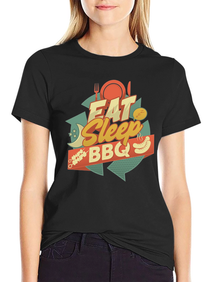 Camiseta Negra Estampada: Come Duerme BBQ
