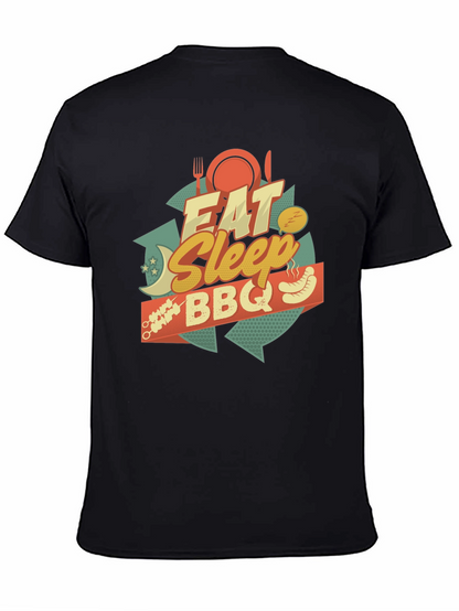 Camiseta Negra Estampada: Come Duerme BBQ