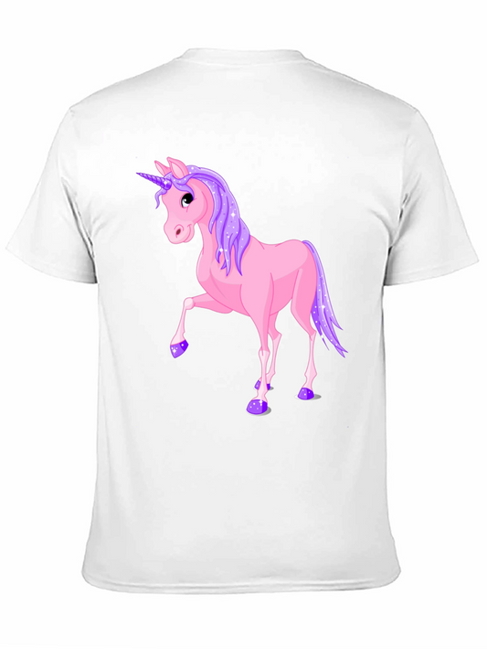 Camiseta Negra con Diseño de Unicornio Rosa y Lila