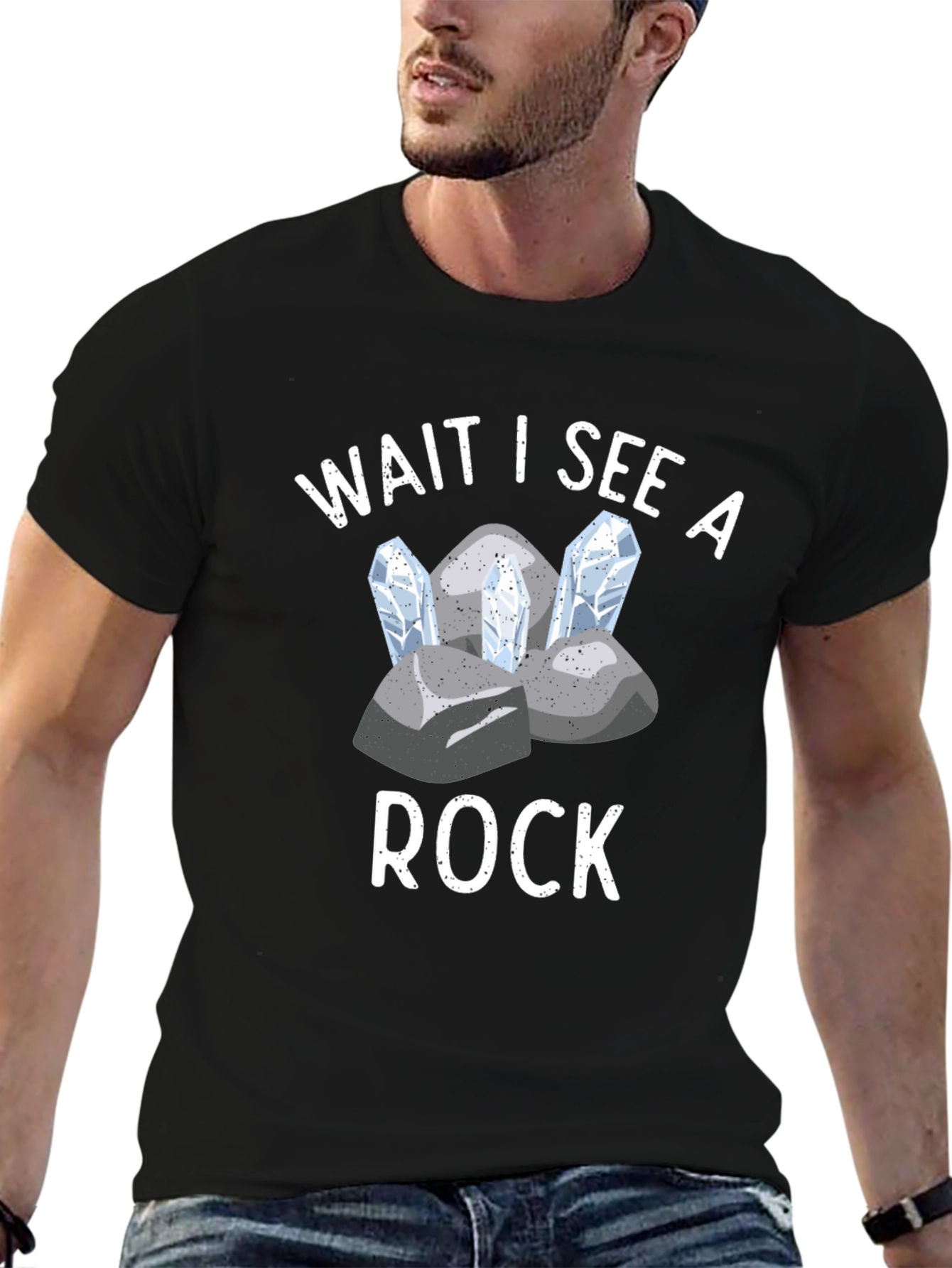 Camiseta Negra Espera veo una roca