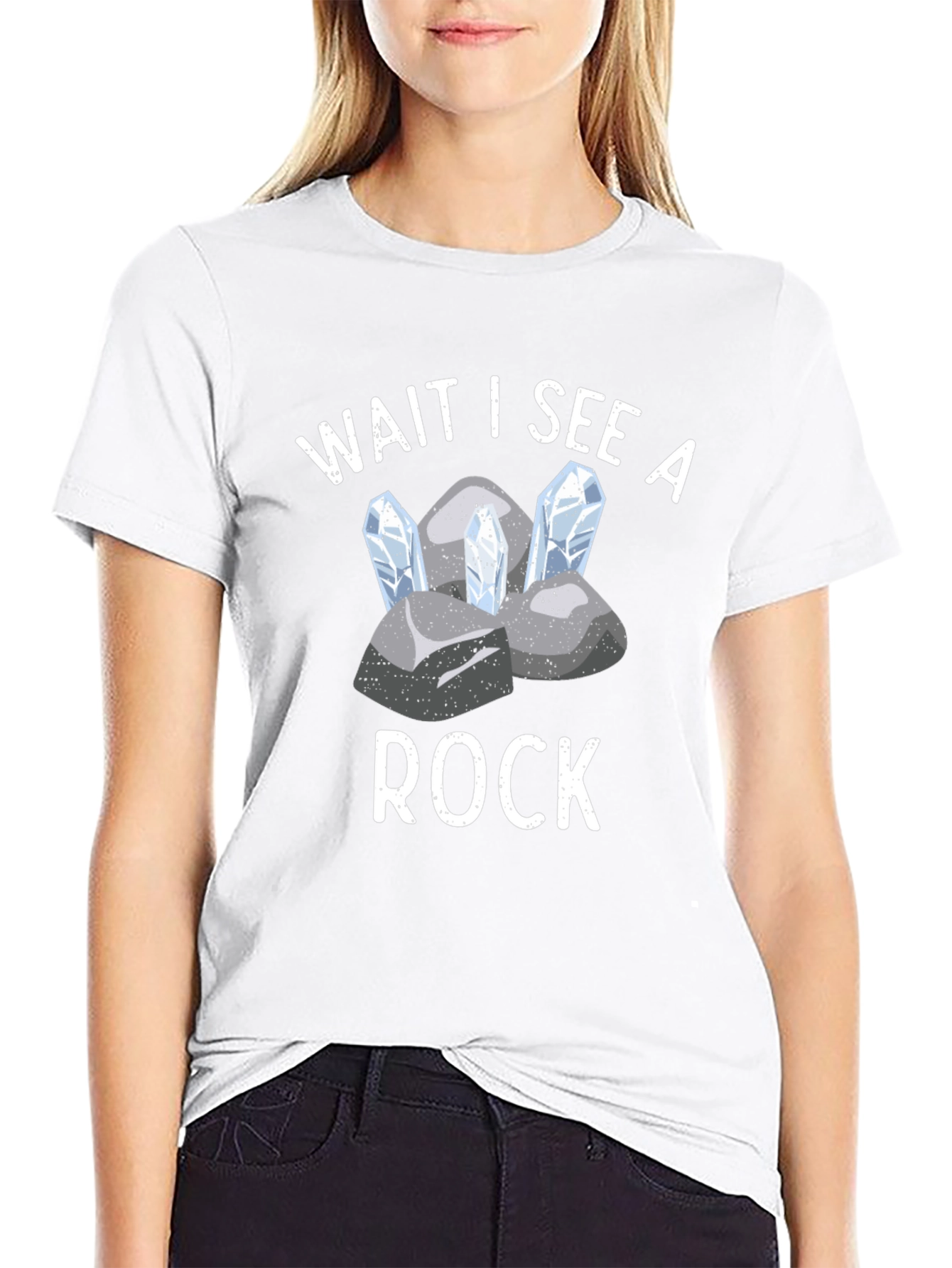 Camiseta Negra Espera veo una roca
