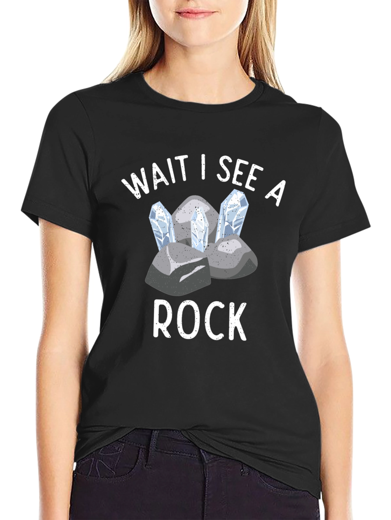 Camiseta Negra Espera veo una roca