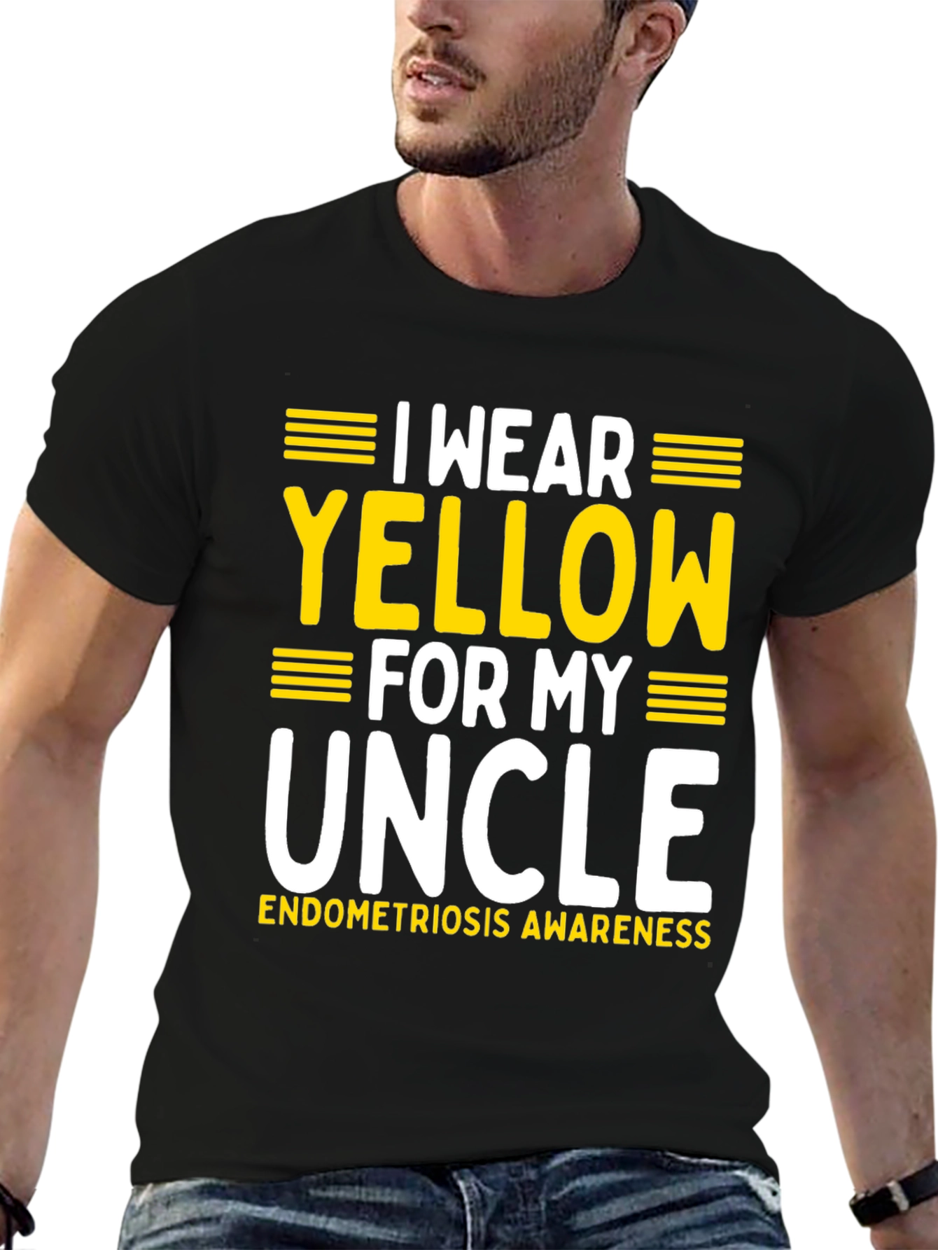 Camiseta Negra Amarillo por mi Tío Concienciación