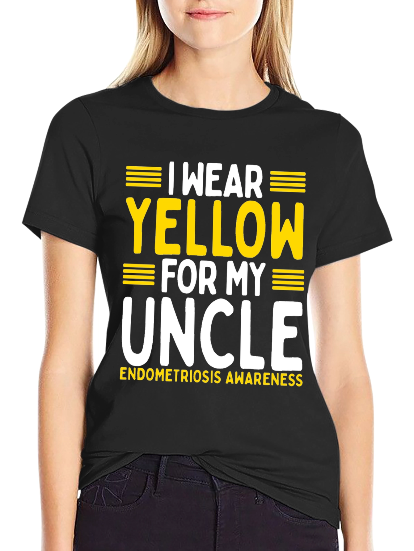 Camiseta Negra Amarillo por mi Tío Concienciación